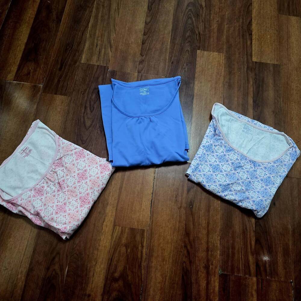 LOT/3 LL Bean Women's 3X Supima Cotton Short SLV Round Neck Periwinkle T-shirts